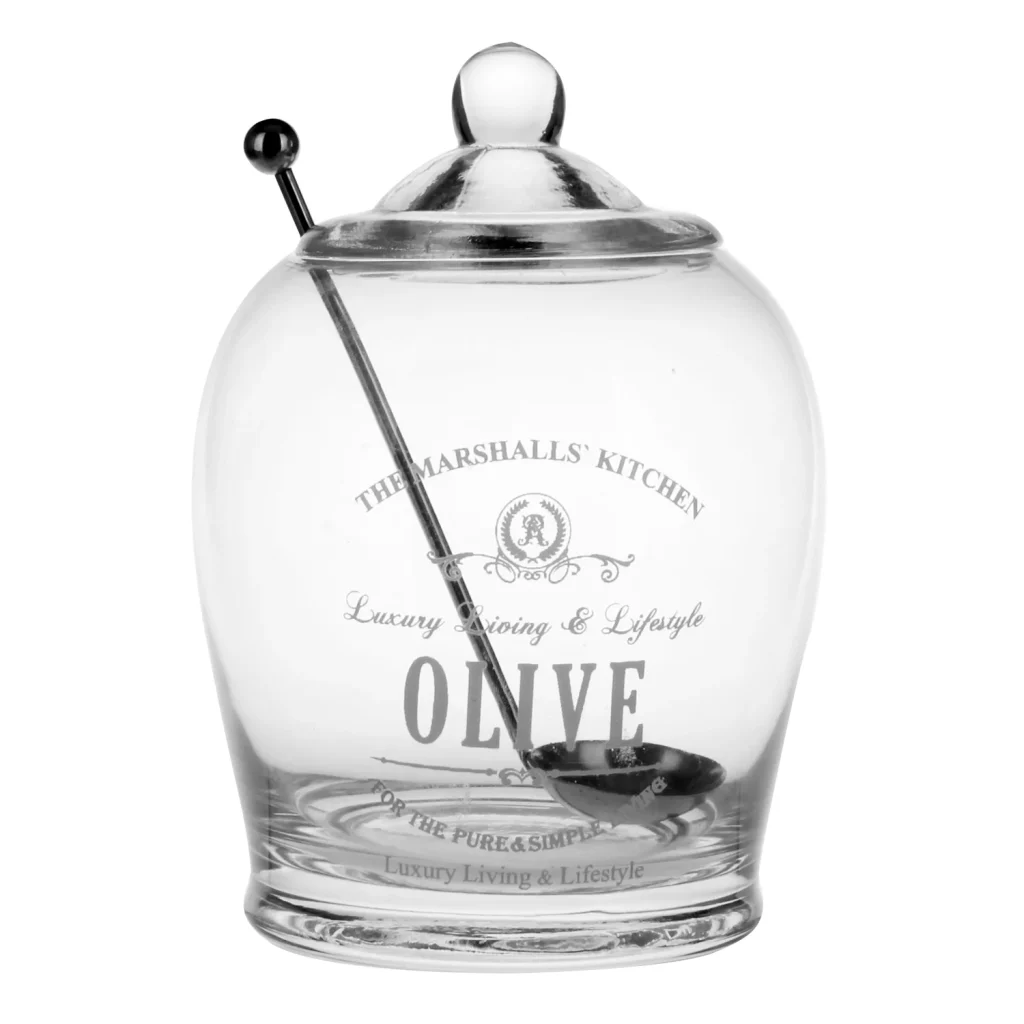 Glasburk med lock "Olive"