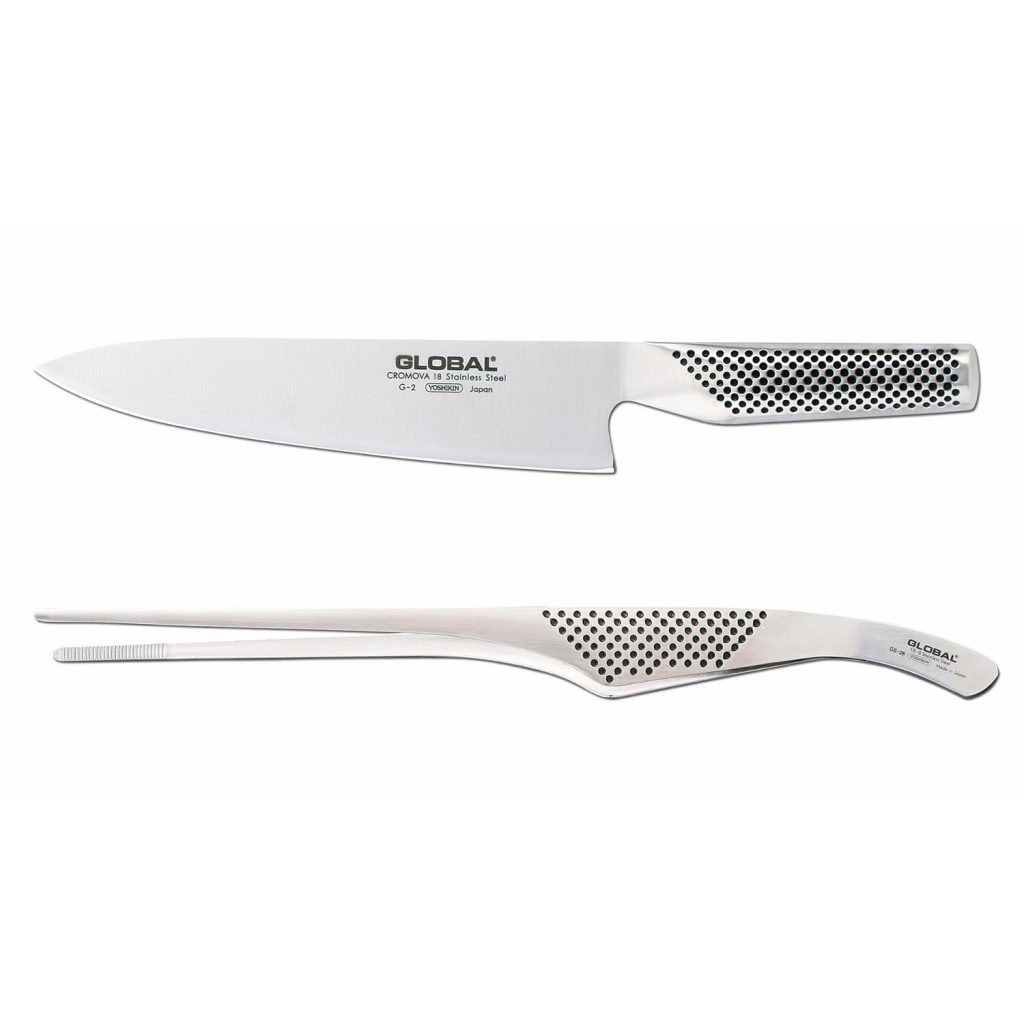 Knivset 2-delar Kockkniv G-2 + Pincett GS-28 Global