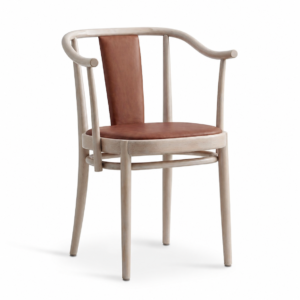 Stol Opera bok vitoljad, läder sits & rygg cognac