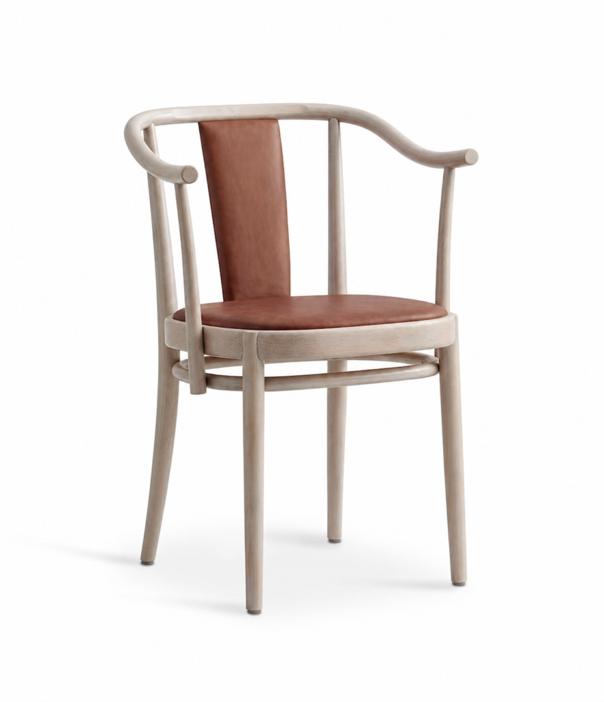 Stol Opera bok vitoljad, läder sits & rygg cognac
