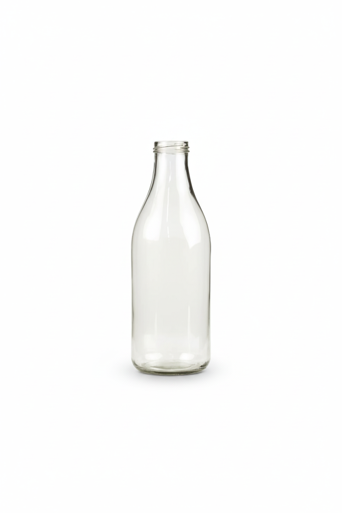 Glasflaska 1lit klar m. guldlock 255mm