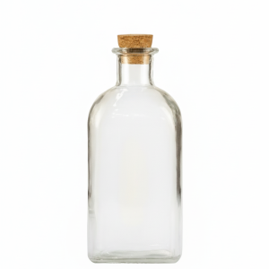 Glasflaska 1lit. 4-kantig klar m. kork