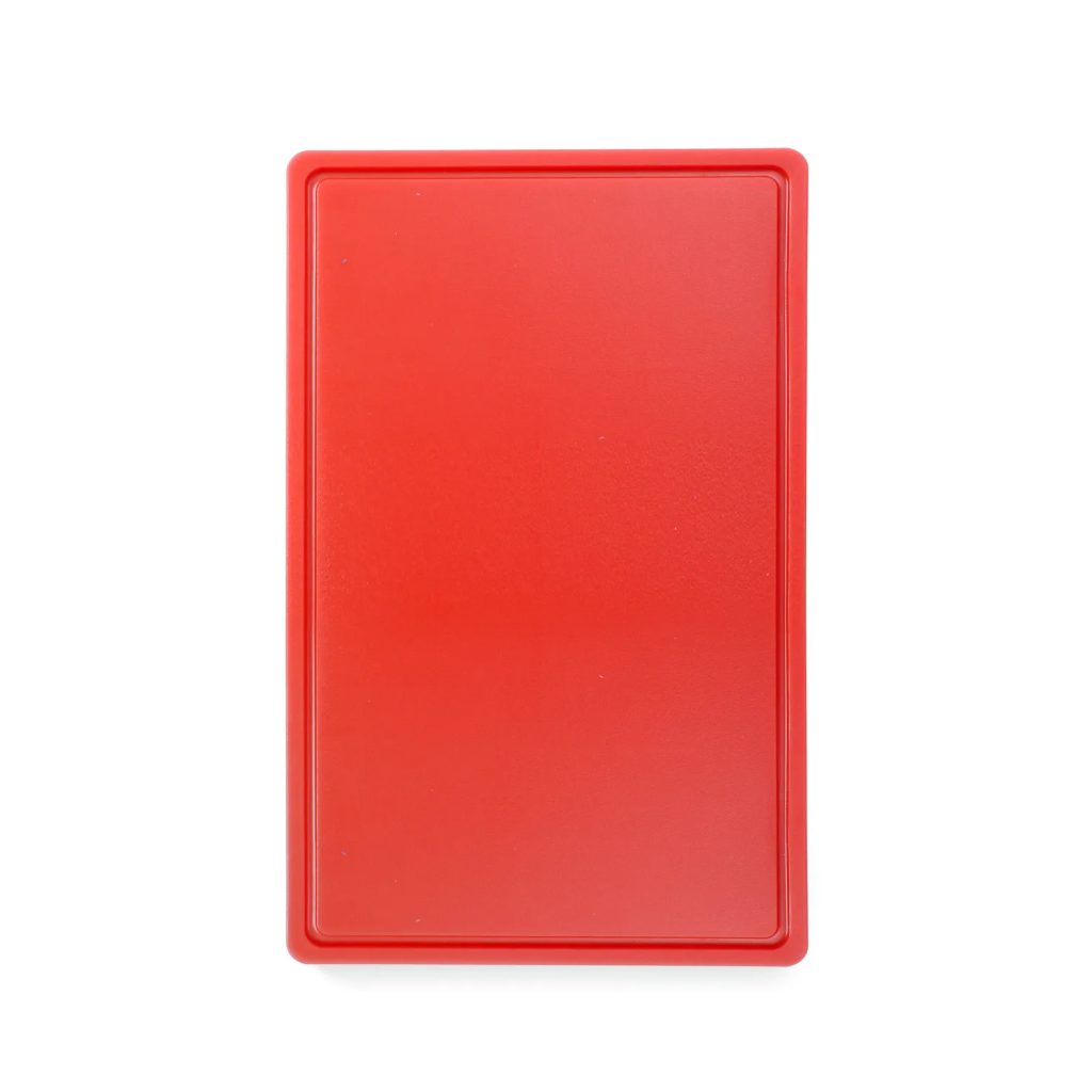 Skärbräda med spår 1/1 530x325x15mm röd Hendi