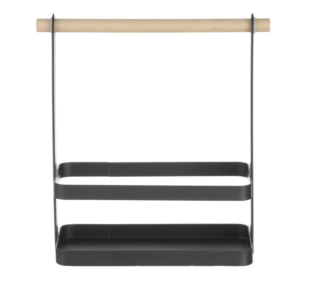 Bordsställ/Apotek 23x10cm svart pulverlackad plåt m. trähandtag Hendi