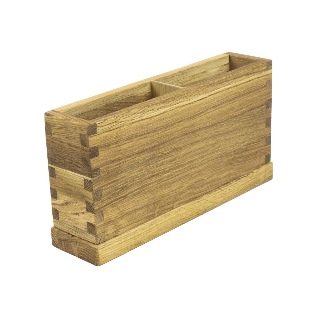 Besticklåda 2-fack ek 25,5x5,7x13cm