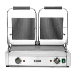 Klämgrill "Panini" dubbel räfflad/slät 2200W Hendi