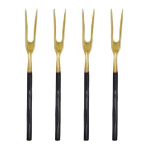 Tapasgaffel 12 cm svart/mässing 4pcs