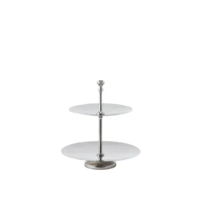 Våningsfat 2-vån Silver 25x25x27 cm